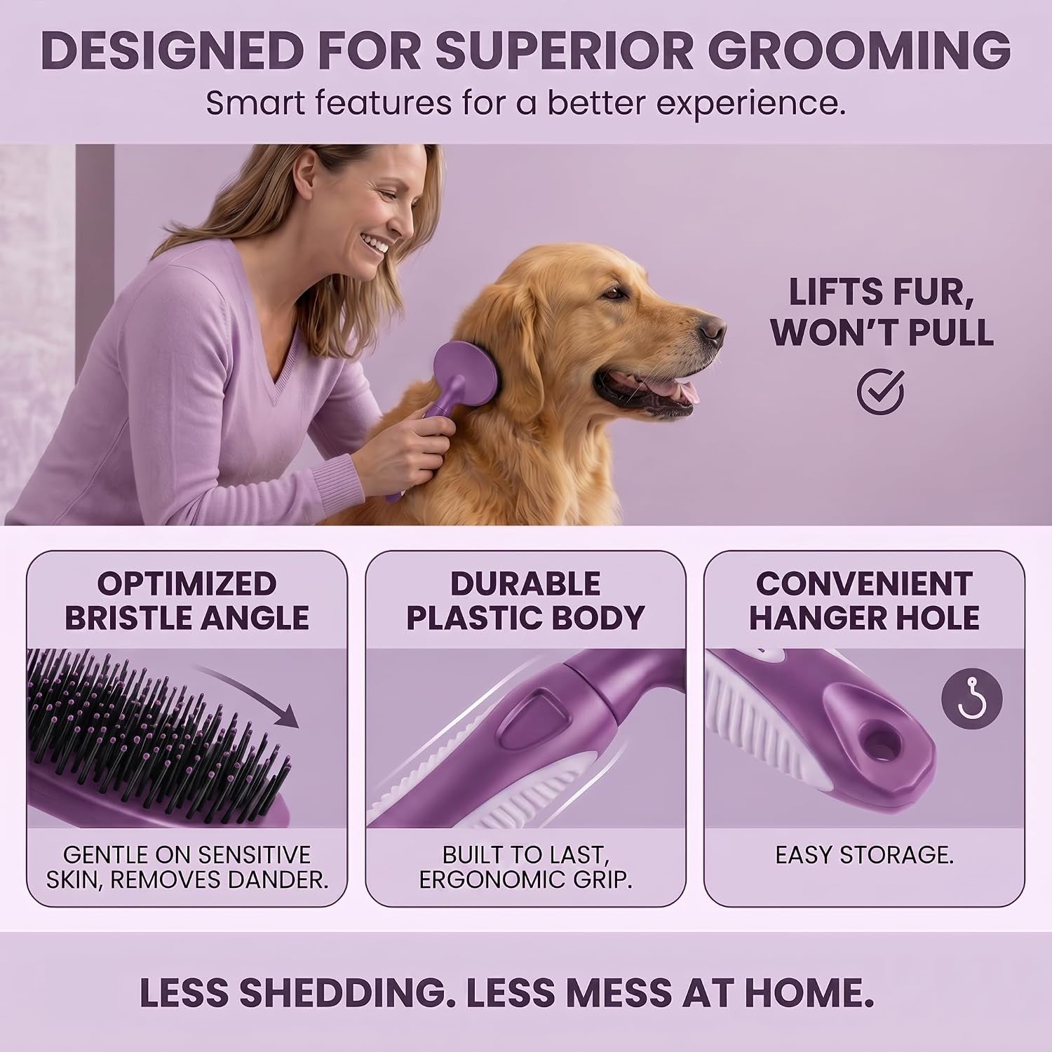 round-bristle-pet-brush-for-dogs-and-cats-soft-dog-brush-for-grooming-short-or-long-hair-gentle-tool-for-sensitive-skin-removes-dander-dirt-and-detangles-purple