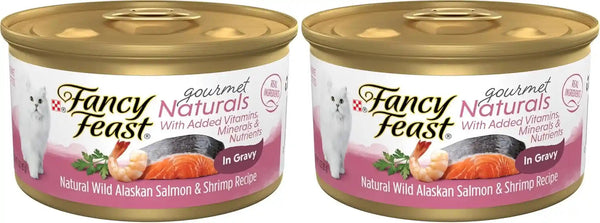 Purina Fancy Feast Wet Cat Food Gourmet Naturals Wild Alaskan Salmon and Shrimp Recipe in Wet Cat Food Gravy - (Pack of 12) 3 Oz. Cans9