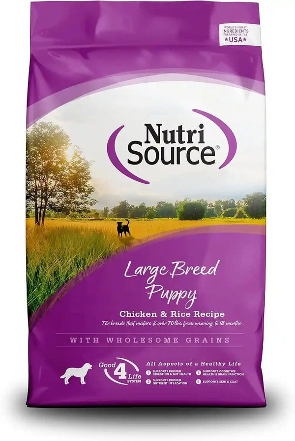 Nutrisource Large Breed Puppy Dry Dog Food, Chicken & Rice, 26 Lb | Probiotic & Prebiotic Support, DHA & EPA, Grain Inclusive, No Corn Wheat or Soy1