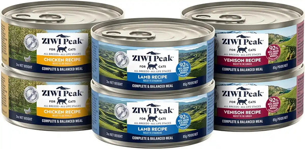 ZIWI Peak Wet Cat Food Variety Pack - Beef, Chicken, Lamb, Mackerel & Lamb, Mackerel, Venison, 6 Pack (3Oz Each)10