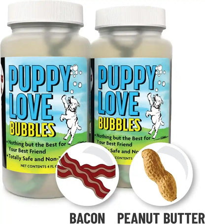 Puppy Love Bubbles, Peanut Butter & Bacon Scented Bubbles 4Oz. Bottle-2 Pack Combo (1 Peanut Butter/1 Bacon) for Dogs2