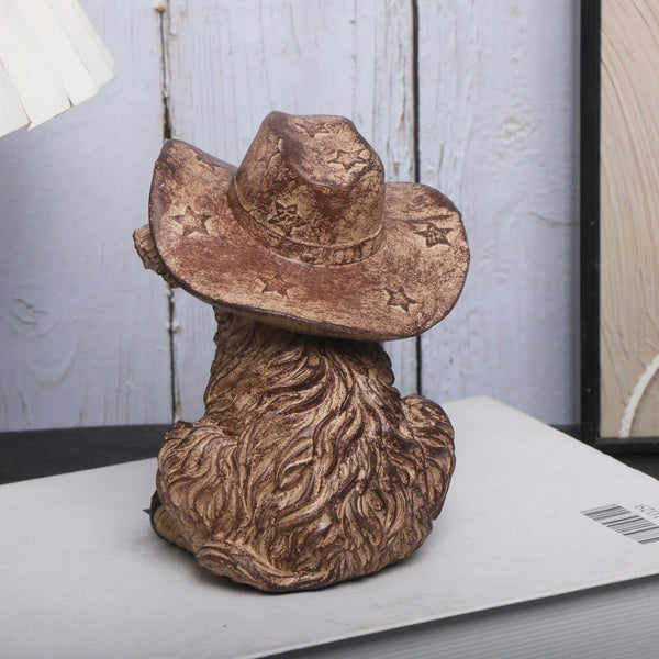 Vintage Western Cowboy Animal Figurine - Resin Decorative Statue with Star-Embellished Hat, Rustic Home Décor Accent for Shelf/Table, Collectible Gift for Western Enthusiasts (NIUZAI)3