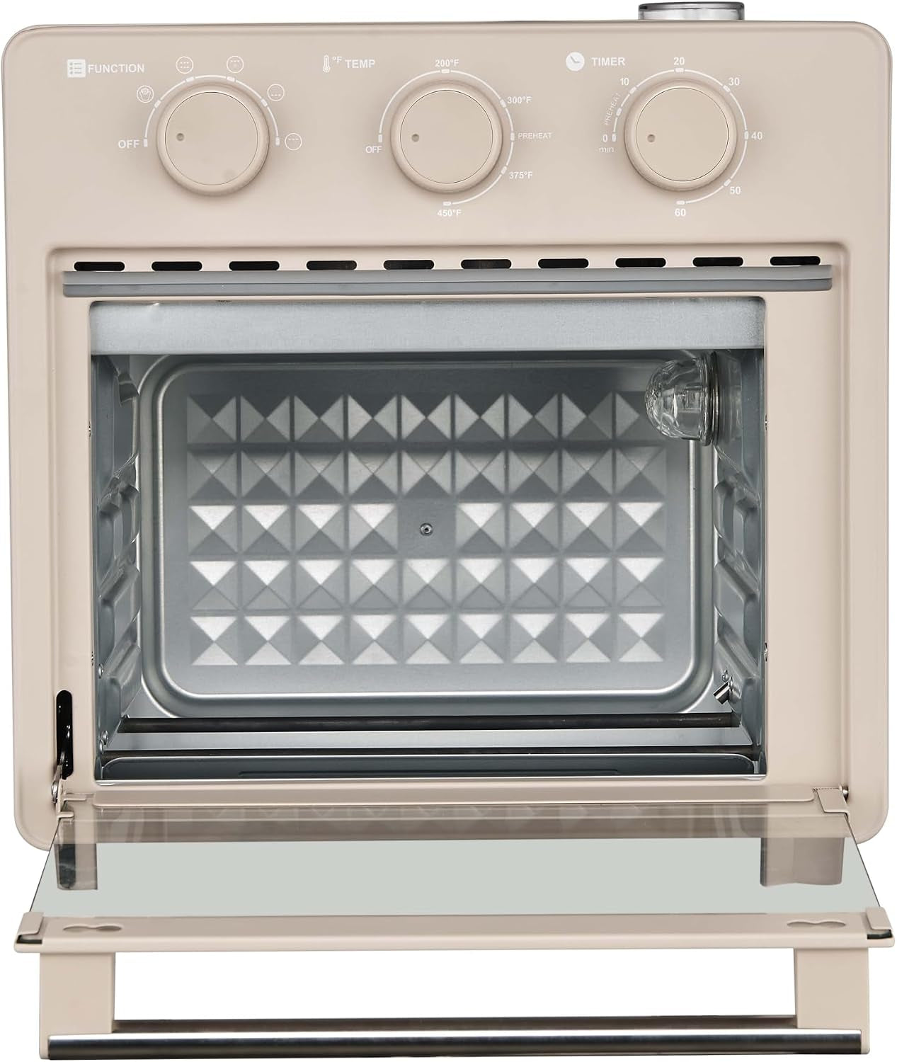 home-16-5-qt-air-fryer-oven-with-steam-infusion-cream-convection-countertop-oven-6-cooking-functions-200-450-f-temperature-control-interior-light-fry-basket-baking-tray-included