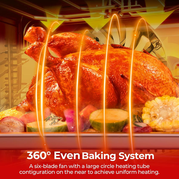 Commercial Convection Oven 2500W with 122-572°F Control | 3-Tier Toaster Oven, 50 Qt Large Capacity Electric Oven for Restaurant/Cafe/Pizza Shop/Food Industry, Black4