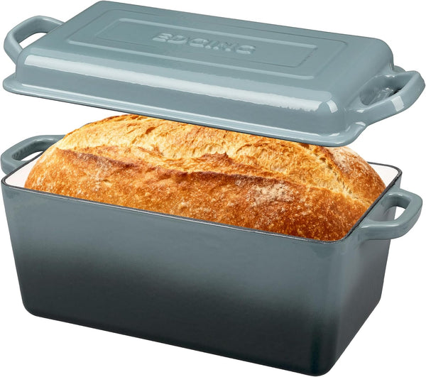 Enameled Cast Iron Dutch Oven, Oblong Bread Oven for Sourdough Bread Baking, Baking Pan, Dual Handles, Oven Safe, 4 Quart, Slateblue1
