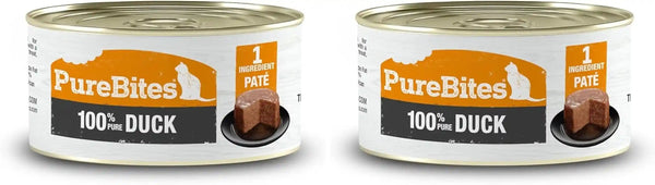 Purebites 100% Pure Duck Pate Cat Treat | 2.5Oz Can | Only 1 Ingredient | Case of 129