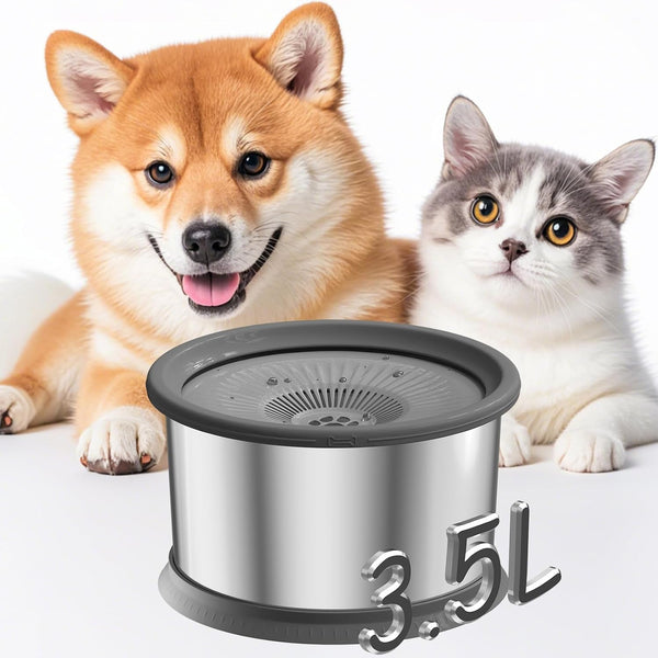 6.5L Dog Water Bowl No Spill 1.6 Gallon Stainless Steel Water Bowl for Dogs 220Oz Large Capacity No Splash Slow Drinking Feeder with Anti-Slip Mat for Messy Drinkers 6.5L+2 Filters10