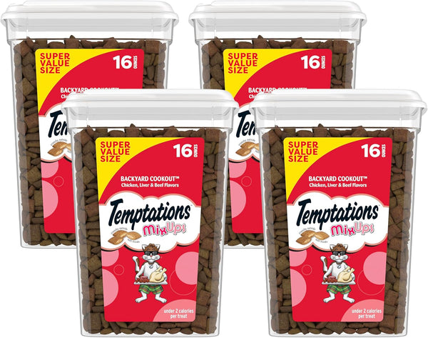 Temptations Mixups Crunchy and Soft Cat Treats, Cookout Flavor, 30 Oz | Chicken, Liver & Beef Flavors, under 2 Calories per Treat, 100% Complete & Balanced for Adult Cats, Resealable Stay-Fresh Tub15