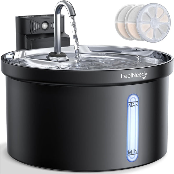 Wireless Cat Water Fountain [Water & Battery Separation] FEELNEEDY Stainless Steel Automatic Pet Water Dispenser, 4000Mah Battery Operated Water Fountains for Cats Dogs - 3.5L/118Oz13