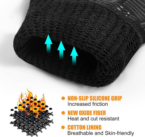 BBQ Gloves, 1472°F Heat Resistant with Silicone Grip Oven Mitts | Non-Slip Grip, for BBQ, Grilling, Oven, Smoker, Cooking and Baking5