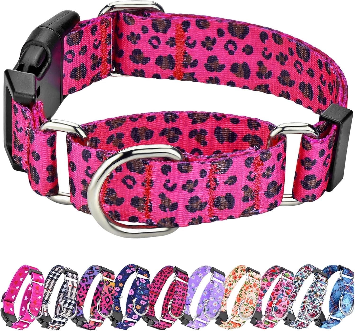 hikiko-martingale-collar-for-dogs-adjustable-soft-nylon-dog-collars-with-cute-patterns-for-small-medium-large-dog-pink-butterfly-medium
