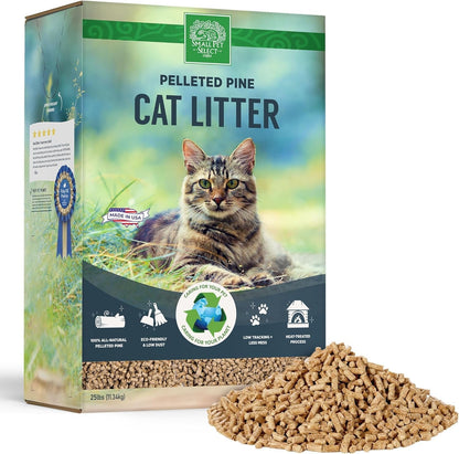 Small Pet Select Premium Pine Pelleted Cat Litter, 100% All Natural Pellet Kitty Litter, Non Clumping Non Tracking Low Dust Litter Meant for Use with Sifting Litter Box, Made in USA, 25 Lbs1