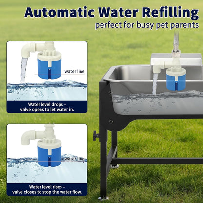 BWOGUE 3 Gal Automatic Dog Water Dispenser, Elevated Outdoor Bowl for Dogs | Automatic Water Dispenser for Dogs, Stainless Steel Pet Waterer, 9/11/13/15 in Stand, Float Valve, Big Dogs Pets Livestock6