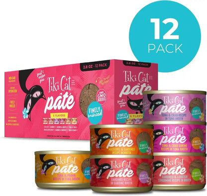 Tiki Cat Grill Pâté Wet Cat Food, Variety Pack, 2.8 Oz. Cans (12 Count)2