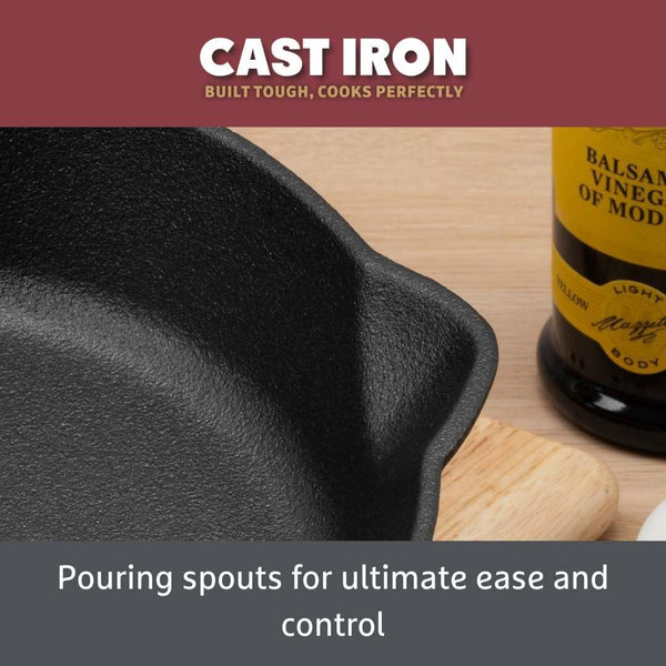 Cast Iron Cookware Set – 6 Piece, Burger Press, Small & Medium Frying Pans, Grill Pan, Griddle Pan, Casserole Dish, Pre-Seasoned, Non-Toxic, Induction & Oven Safe, Easy Clean4