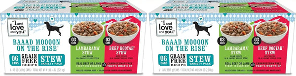I and Love and You Wet Dog Food - Baad Mooon on the Rise Variety Pack - Beef + Lamb, Grain Free, Filler Free 13Oz Can, 6Pk19