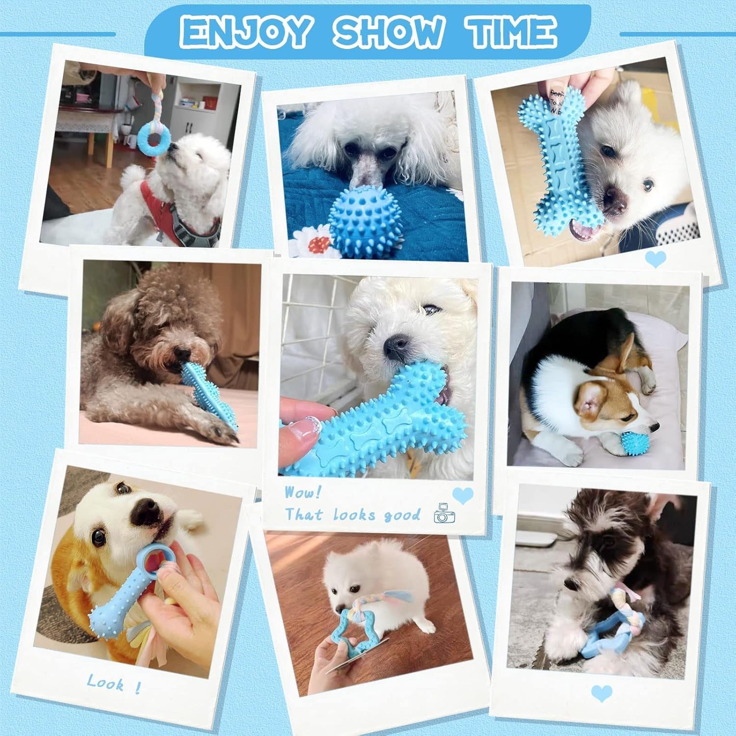 petcare-6-pack-puppy-chew-toys-blue-soft-rubber-rope-bone-ball-teething-toys-for-small-dogs-puppies-including-yorkie