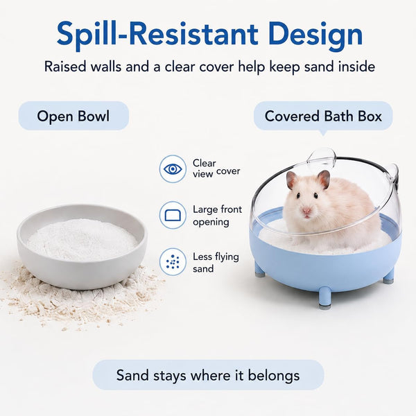 Meow&Woof Hamster Sand Bath Container, Large Sandbox Toilet Gerbil Batheoom, Tiny Chinchilla Dust Bathtub Sand Bath Box for Hamster Cage Accessories 5.2 Inch - Blue3
