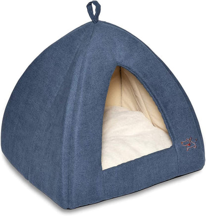 Best Pet Supplies Cat Bed for Indoor Cat, Domed Tent House with Removable Pillow, Covered Cat Cave for Small Dog, Puppies and All Breeds of Cats - Tan, 19 X 19 X H:19"8