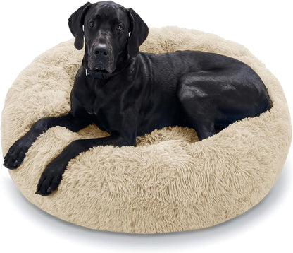JOLLYVOGUE Small Dog Bed, Calming Soft Anti-Anxiety Donut Cat Bed, Washable round Fluffy Cushion for Small and Medium Pets (20")48