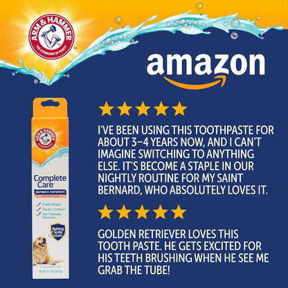Arm & Hammer Complete Care Enzymatic Dog Toothpaste, Chicken, 6.2 Oz | Fluoride-Free Formula with Baking Soda and Calcium Fights Plaque and Tartar, Freshens Breath, Value Size9