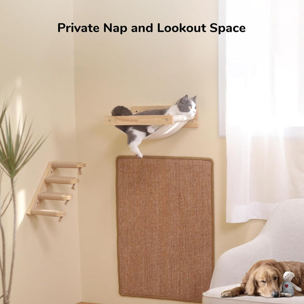 FUKUMARU Hammock Wall Mounted Cat Beds and Perches | Wooden Kitten Walls Furniture, Stable Cats Shelves, for Sleeping, Playing, Climbing, Lounging, Black Stripe4