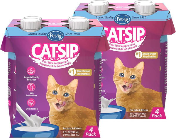 Pet-Ag Cat-Sip Real Milk - 8 Oz, 4 Pack - Ready-To-Feed Snack for Cats & Kittens - Easy to Digest with 99% Lactose-Free, Low-Fat Grade a Milk - Encourages Hydration6