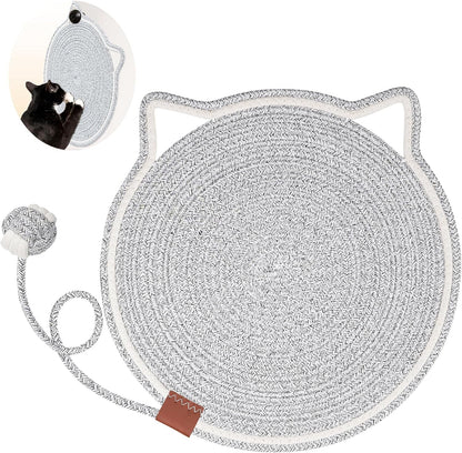 Cat Scratcher Mat, Natural Cotton Rope Cat Scratch Pad, 15.7'' round Horizontal Floor Cat Scratching Pads for Indoor Cats, Cat Furniture Protector for Wall, Couch, Carpets, Sofas10