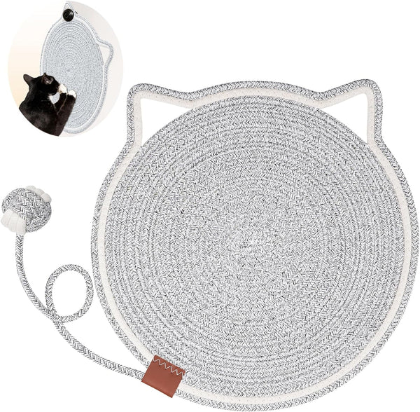 Cat Scratcher Mat, Natural Cotton Rope Cat Scratch Pad, 15.7'' round Horizontal Floor Cat Scratching Pads for Indoor Cats, Cat Furniture Protector for Wall, Couch, Carpets, Sofas10