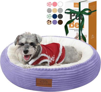 Zerbuger 20In Washable Cat Beds for Indoor Cats - round Donut Pet Bed for Cats, Small Dogs, Puppy, Kitten - Anti-Slip Bottom, Calming Bed Gift - Pink25