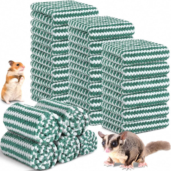 Moukeren 20Pcs Guinea Pig Fleece Bedding Blankets Bulk Washable Small Animal Fleece Cage Liners Pet Wash Cloth Sleeping Mat Cover for Hamster Chinchilla Rabbit Hedgehog(Multicolor, 12 X 12 Inch)14