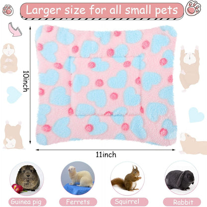 Jetec 3 Pcs Bunny Guinea Pig Beds Soft Bunny Mats Warm Guinea Pig Mat Small Animal Bed Pads Fleece Sleeping Pads for Indoor Rabbit Hamster Squirrel Hedgehog Chinchilla(Fleece,Heart,Purple)2