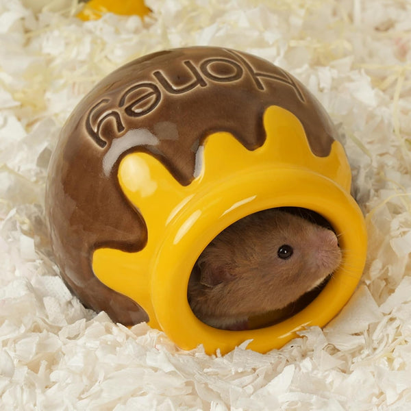 Ceramic Hamster Hideout Strawberry Chew Proof Syrian Hide Cool Bed | Easy to Clean Durable Ceramic Guinea Pig House, Good Hiding Hut Cave for Gerbil, Mice, Rat All Season，Cute Pink Habitat Decor7