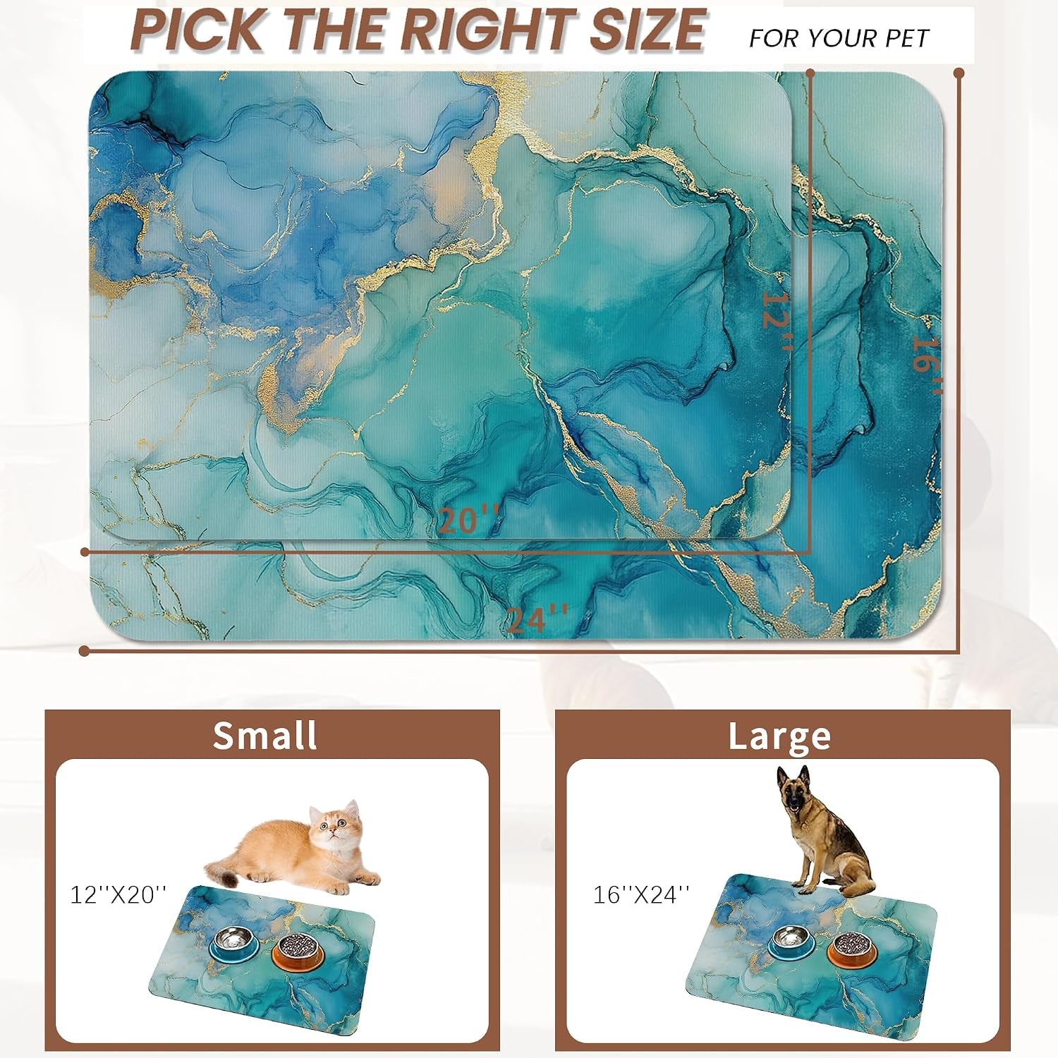 marble-dog-cat-food-mat-blue-teal-turquoise-gold-absorbent-pet-feeding-mat-with-rubber-backing-non-slip-water-bowl-placemat-indoor-pet-accessories-supplies-12x20