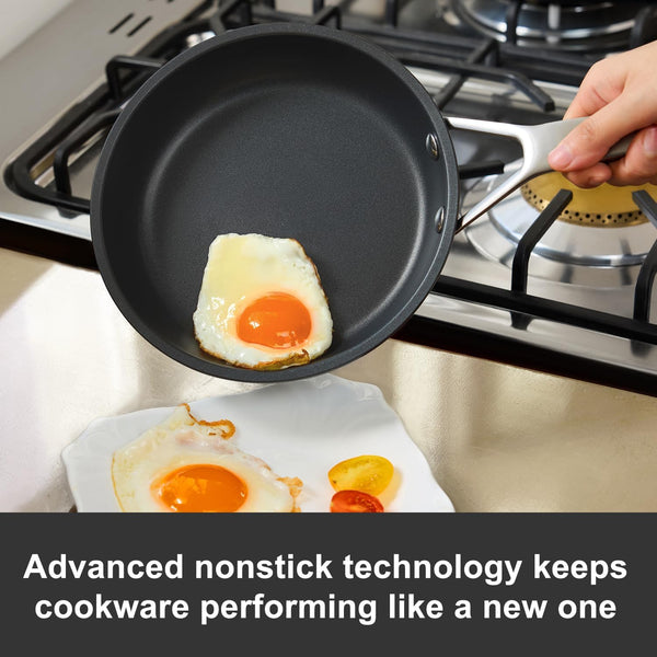 7 Inch Small Nonstick Frying Pan with Lid, Egg Omelet Skillet | Non Toxic, Even Heating, Easy Clean, Dishwasher & Oven Safe, Suitable for Gas & Electric & Induction Stoves, Stainless Steel6