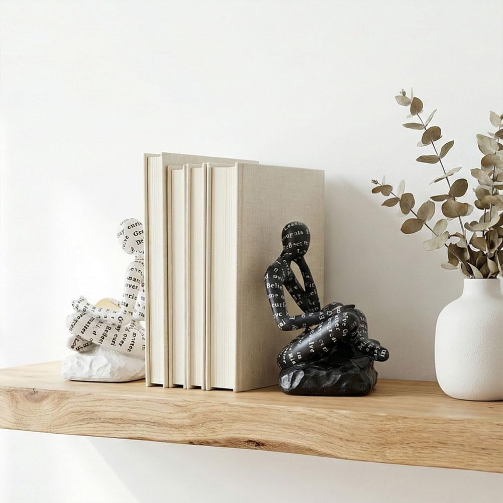 book-ends-for-heavy-books-set-of-2-modern-abstract-thinker-book-ends-for-shelves-and-desk-resin-with-non-slip-pads-bookends-for-shelves-modern-black-white-office-decor-bookends