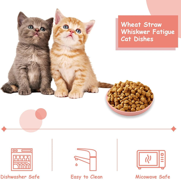 [8-Pieces] Whisker Fatigue Cat Bowl - 5.5 Inch Shallow Cat Food Dish Wide Cats Wet Feeding Bowls, PET Plate for Kittens and Short Legged Cats (Type-A Normal Bowls)4