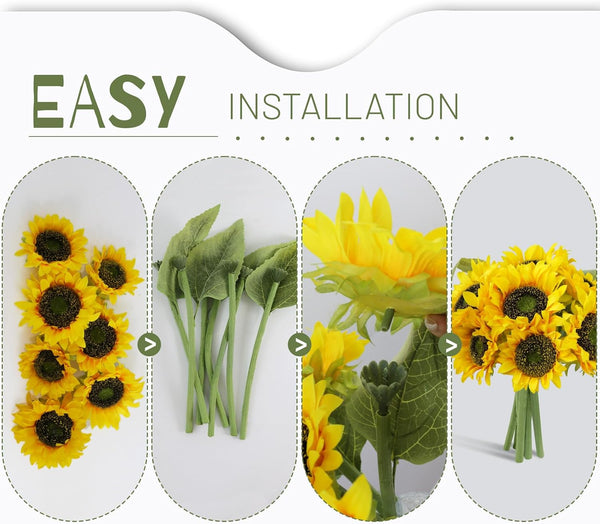 7Pcs Realistic Silk Sunflowers Artificial Flowers,12.6''Fake Sunflowers with Adjustable Long Stem&Detachable Flower Head,Perfect for Home Decor,Wedding,Diy,Sunflowers Decoration for Indoor&Outdoor4
