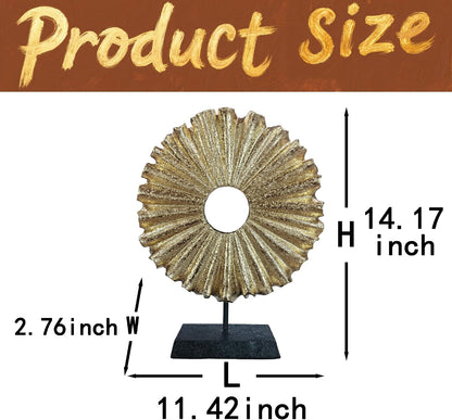 Modern Abstract round Decorative Sculpture, Dining Living Room Desk Decor,Geometric Home Decor Statues,Shelf Top Decor Aesthetics, Coffee Tables or Office Shelves（Golden）5
