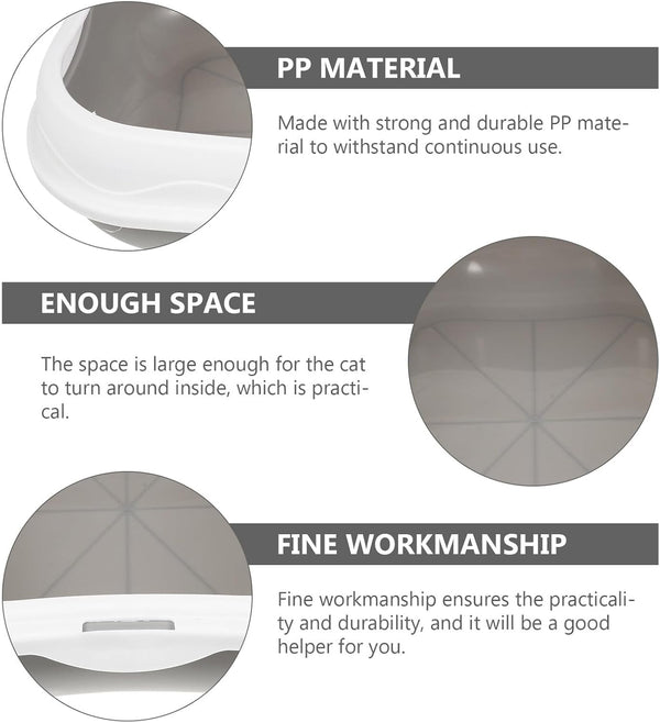 Wakauto Kitten Litter Pan Anti-Splash Durable Cat Litter Basin Semi-Enclosed Grey Pet Toilet for Indoor Kitten Training and Housebreaking9