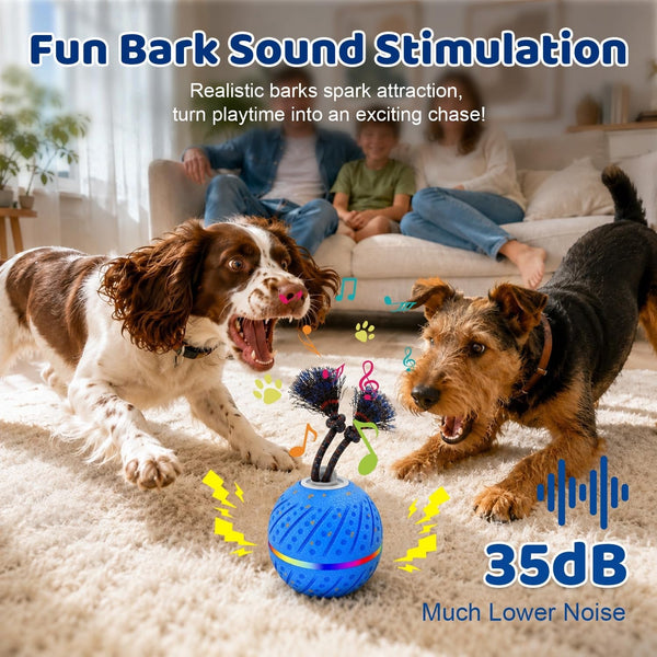 Smart Interactive Dog Toys Ball for Aggressive Chewers Medium Large,E-Tpu | Auto-Moving & Bouncing Ball, 2 Modes with RGB Lights & Bird Sounds,Bite-Resistant Rope, IP54 Waterproof, Type-C Fast Charge3