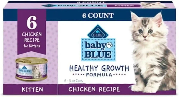 Blue Buffalo Baby Blue Natural Kitten Wet Cat Food Paté Variety Pack, Healthy Growth Formula with DHA, High-Protein & Grain-Free, Chicken and Salmon Recipes, 3-Oz Cans (6 Count, 3 of Each)15