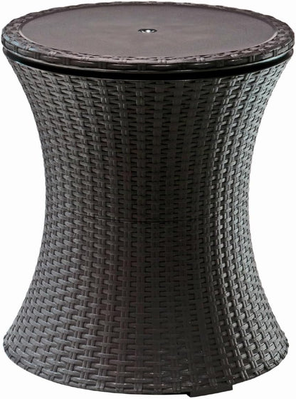Keter Pacific Cool Bar Outdoor Patio Furniture and Hot Tub Side Table with 7.5 Gallon Beer and Wine Cooler, Espresso Brown13