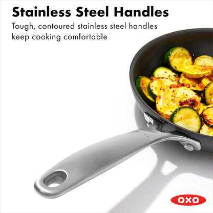 OXO Enhanced 8" and 10" Frying Pan Skillet Set, Healthy Ceramic Nonstick, Pfas-Free, Stainless Steel Handle, Dishwasher Safe, Oven Safe, Black5