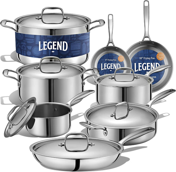 5-Ply Stainless Steel Cookware Set, 14-Piece Pots and Pans Set - Induction Compatible, Oven Safe 800°F - Non-Toxic, No Coatings - Built to Last Generations1