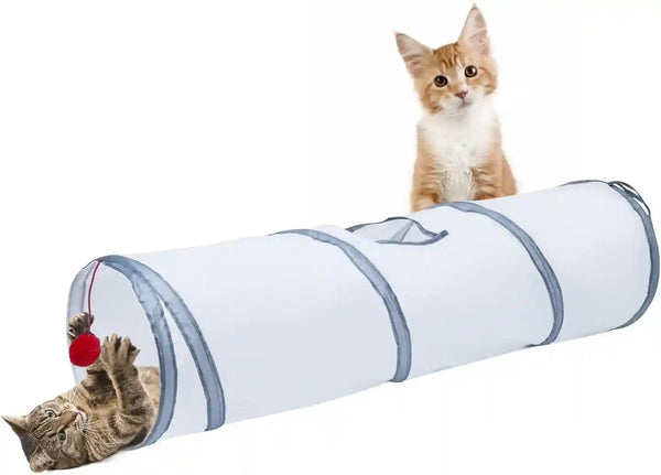 Sheldamy Cat Tunnel, S-2-Way Cat Tunnels for Indoor Cats, Collapsible Cat Play Tunnel, Interactive Toy Maze Cat House with 1 Play Ball for Cats, Puppy, Kitty, Kitten, Rabbit (Blue & Black)15
