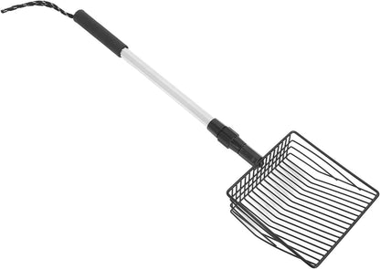 Qiilu Metal Poop Scoop Extendable Cat Litter Scoop Lightweight Versatile Fine Screen Long Handle Pooper Scooper Cat Poop Sifter Pet Supplies Cats Litter & Housebreaking Scoops (Model a 2 Section1