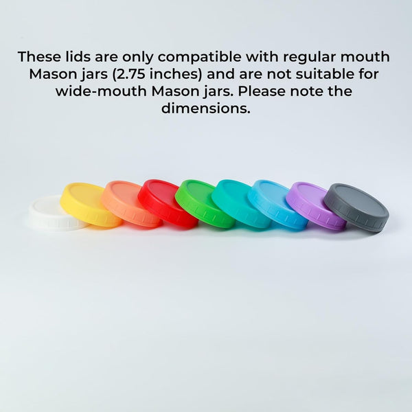 9Pcs Mason Jar Lids, Regular Mouth Plastic Mason Lids, Leak Proof Canning Lid with Silicone Ring for Ball, Kerr and More, Reusable Can Tops, Colored Caps Covers for Jars7