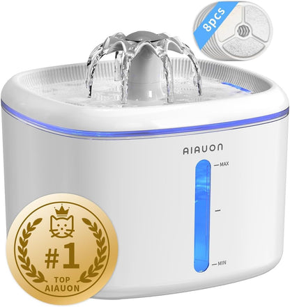 2.5L/84Oz Cat Water Fountain, Ultra Quiet Pump & LED Blue Light | Pet Water Fountain with Ultra Quiet Low-Water Auto Shutoff Pump& LED Blue Light - for Pets Small Animals & 3 Filters12