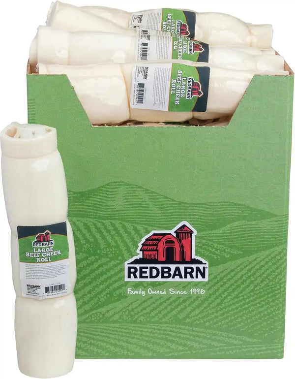 Redbarn Pet Products All-Natural Large Beef Cheek Rolls for Dogs, Uncoated - Single Ingredient Grain-Free Chew Treat Naturally Rich in Collagen - No Artificial Preservatives - Pack of 413
